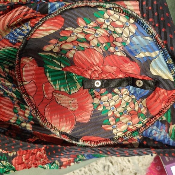 Vintage Diane Freis Beaded Bubble Top Waist Sash Floral Crinkle Satin Boho - Picture 8 of 12